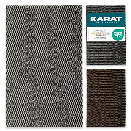 KARAT Fußmatte für Innen & Aussen, Schmutzfangmatte waschbare Sauberlaufmatte mit Rutschfester Rückseite Türmatte für Eingangsbereich, Meterware nach Maß (Schwarz-Weiß, 120x700cm, Melange) von KARAT