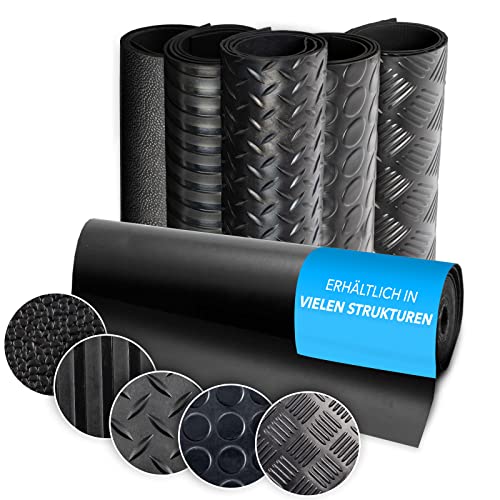 KARAT Gummimatte Meterware - Gummiläufer in vielen Strukturen - Antirutschmatte - Noppenmatte - Bodenmatte - Tränenblech - Bodenbelag (SBR-Gummi - 4mm, 120 x 700 cm) von KARAT