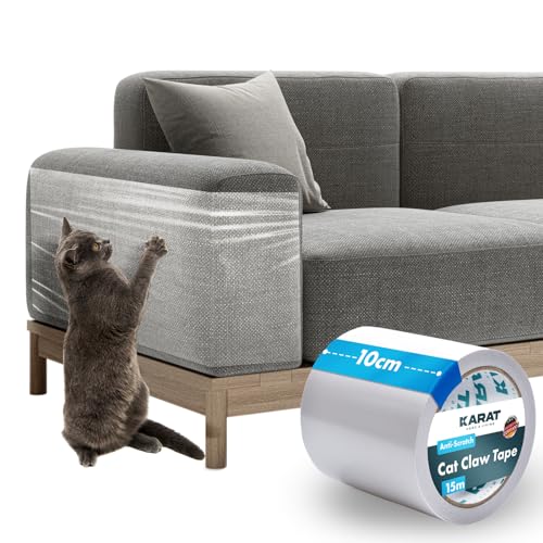 KARAT Kratzschutz Sofa Katze Sofaschutz Anti Kratz Folie für Katzen transparent 15m x 10cm Selbstklebende Couch Schutz Kratzfolie Anti-Kratz-Tape Katzenkratzer KARAT Kratzschutz Sofa Katze Sofaschutz Anti Kratz Folie für Katzen transparent 15m x 10cm Selbstklebende Couch Schutz Kratzfolie Anti-Kratz-Tape Katzenkratzer von KARAT