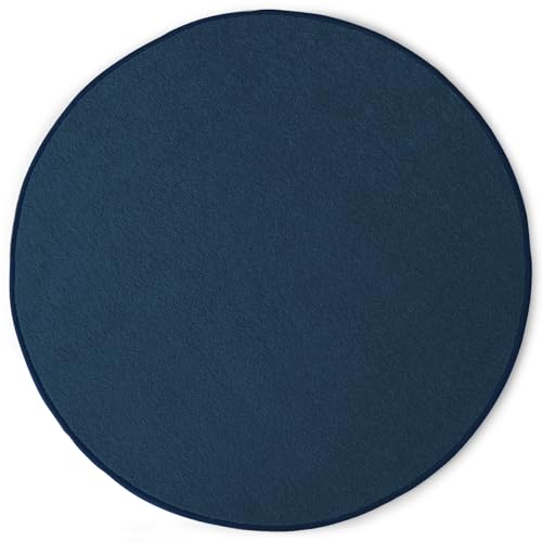 KARAT Teppich rund Ø 100cm Blau - Moderner Flauschiger Velours Kurzflor Teppich für Kinderzimmer - Spielteppich, Kinderteppich Krokodil von KARAT