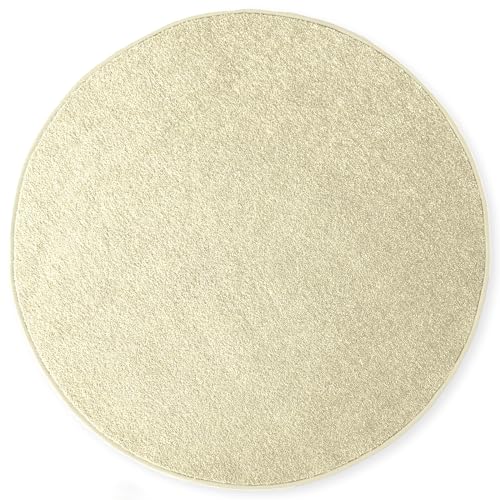 KARAT Teppich rund Ø 100cm Creme - Moderner Flauschiger Velours Kurzflor Teppich für Kinderzimmer - Spielteppich, Kinderteppich Krokodil von KARAT