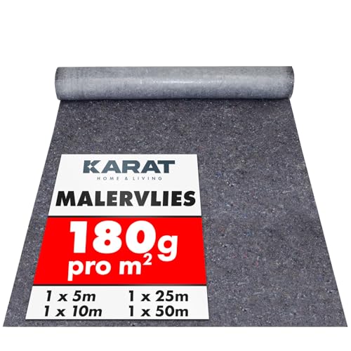 KARAT Malervlies Rolle 10m x 1m, Maler Abdeckvlies 10m² mit Anti-Rutsch Beschichtung, Malerteppich wiederverwendbar für Maler & Handwerker Abdeckfliesse für Boden 180g/m² von KARAT