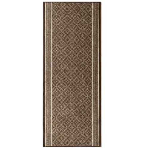 KARAT Premium Teppichläufer mit Muster - 80 x 250 cm, Braun - Modernes Rauten-Design - Teppich - Läufer für Küche, Flur & Wohnraum - Flurläufer Küchenläufer Flurteppich (Olymp) von KARAT