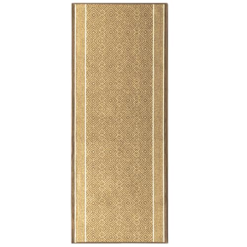 KARAT Premium Teppichläufer mit Muster - 80 x 500 cm, Beige - Modernes Rauten-Design - Teppich - Läufer für Küche, Flur & Wohnraum - Flurläufer Küchenläufer Flurteppich (Olymp) von KARAT