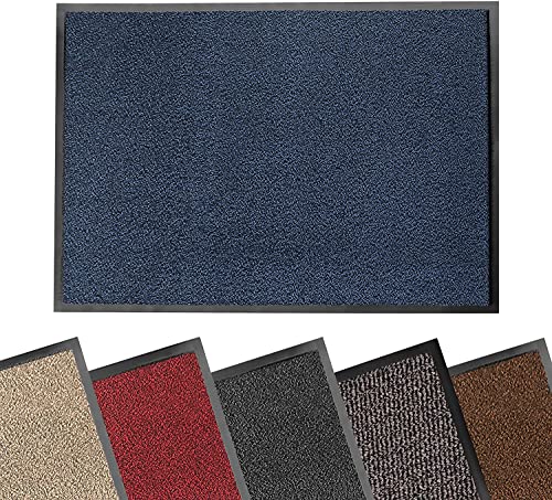 KARAT Schmutzfangmatte 80 x 120 cm - Sky Fussmatte - Türmatte für innen & außen - Sauberlaufmatte Fußabtreter Flur Eingang Eingangsbereich (Blau) von KARAT