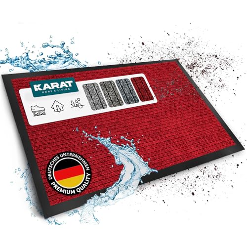 KARAT Schmutzfangmatte Dura - 90 x 150 cm, Rot - Fußmatte mit Rutschfester Rückseite - Türmatte für Eingangsbereich - Fußabtreter, Sauberlaufmatte, Türvorleger von KARAT