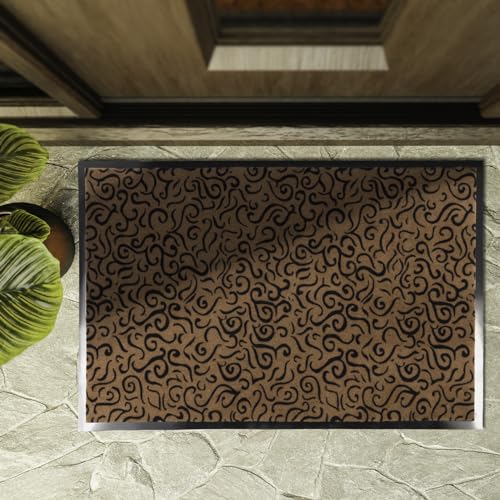 KARAT Schmutzfangmatte - waschbare & leistungsstarke Fußmatte Innen - Sauberlaufmatte mit Rutschfester Rückseite - Türmatte für den Eingangsbereich Brasil (Braun 60 x 90 cm) von KARAT