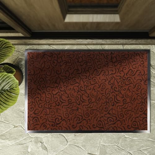 KARAT Schmutzfangmatte - waschbare & leistungsstarke Fußmatte Innen - Sauberlaufmatte mit Rutschfester Rückseite - Türmatte für den Eingangsbereich Brasil (Rot 60 x 90 cm) von KARAT