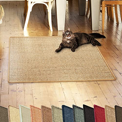 KARAT Sisal Fußmatte Teppich Vorleger Kratzteppich Katzenmöbel Kratzmatte Sisalmatte, widerstandsfähig & in vielen Farben und Größen erhältlich (100 x 200 cm, Cork) von KARAT