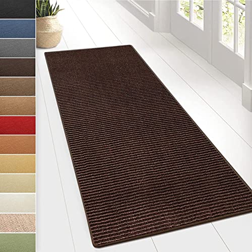 KARAT Sisal Teppich - Teppichläufer 80 cm breit - Naturfaser Läufer - Teppich für Wohnzimmer, Flur, Schlafzimmer - Sisalteppich Sylt (80 x 100 cm, Dunkelbraun) von KARAT