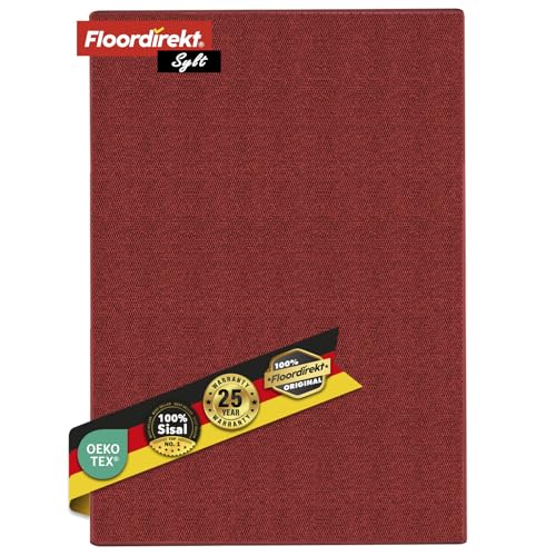 KARAT Sisal Teppich - Teppichläufer 80 cm breit - Naturfaser Läufer - Teppich für Wohnzimmer, Flur, Schlafzimmer - Sisalteppich Sylt (80 x 450 cm, Rot) von KARAT
