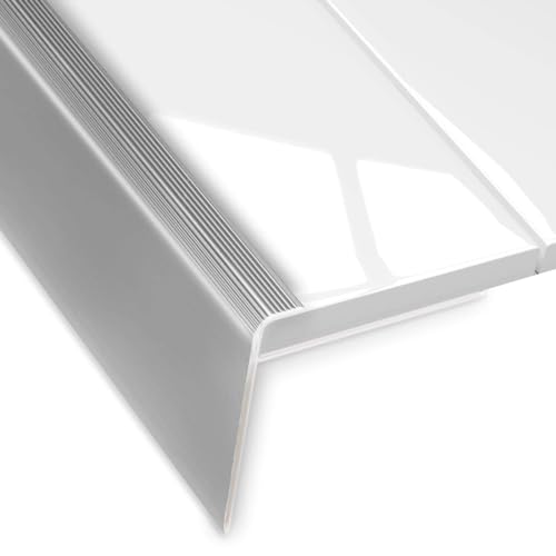KARAT Stufenkantenprofile selbstklebend oder vorgebohrt mit Montagematerial - Treppenkantenprofile Winkelprofile (Treppenkantenprofil, Silber, 1000x35x20 mm, Vorgebohrt) von KARAT