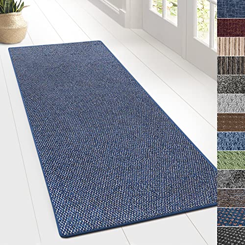 KARAT Teppich Läufer für Küche, Flur & Wohnraum - Teppichläufer auf Maß - Meterware - Flurteppich - Küchenläufer - Wohnzimmer Teppich (80 x 100 cm, Ponto - Blau) von KARAT