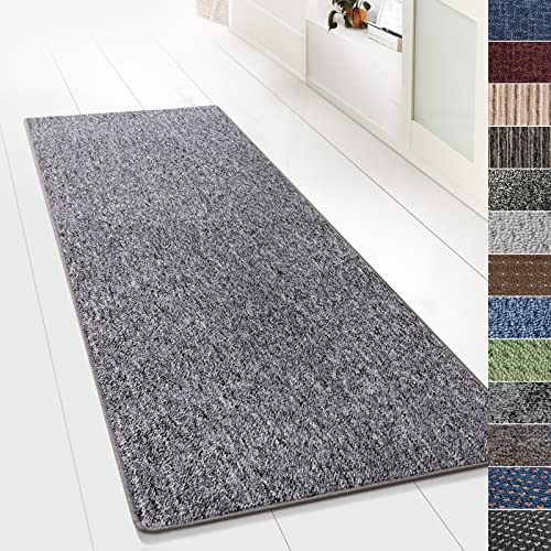 KARAT Teppich Läufer für Küche, Flur & Wohnraum - Teppichläufer auf Maß - Meterware - Flurteppich - Küchenläufer - Wohnzimmer Teppich (80 x 100 cm, Turbo - Grau) von KARAT