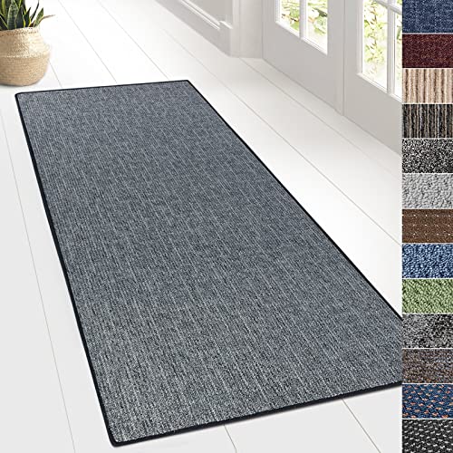 KARAT Teppich Läufer für Küche, Flur & Wohnraum - Teppichläufer auf Maß - Meterware - Flurteppich - Küchenläufer - Wohnzimmer Teppich (80 x 1000 cm, Alto - Hellblau) von KARAT