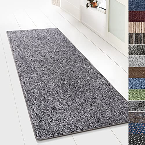 KARAT Teppich Läufer für Küche, Flur & Wohnraum - Teppichläufer auf Maß - Meterware - Flurteppich - Küchenläufer - Wohnzimmer Teppich (80 x 1000 cm, Turbo - Grau) von KARAT