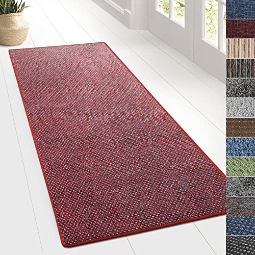 KARAT Teppich Läufer für Küche, Flur & Wohnraum - Teppichläufer auf Maß - Meterware - Flurteppich - Küchenläufer - Wohnzimmer Teppich (80 x 250 cm, Ponto - Rot) von KARAT