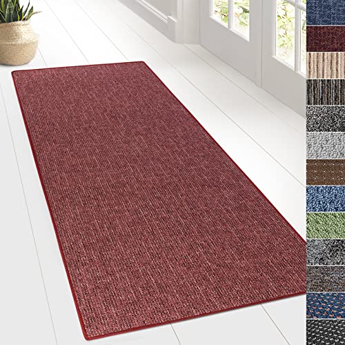 KARAT Teppich Läufer für Küche, Flur & Wohnraum - Teppichläufer auf Maß - Meterware - Flurteppich - Küchenläufer - Wohnzimmer Teppich (80 x 300 cm, Alto - Rot) von KARAT