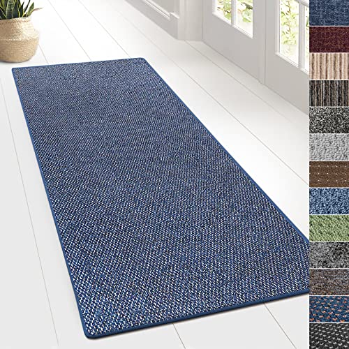KARAT Teppich Läufer für Küche, Flur & Wohnraum - Teppichläufer auf Maß - Meterware - Flurteppich - Küchenläufer - Wohnzimmer Teppich (80 x 350 cm, Ponto - Blau) von KARAT