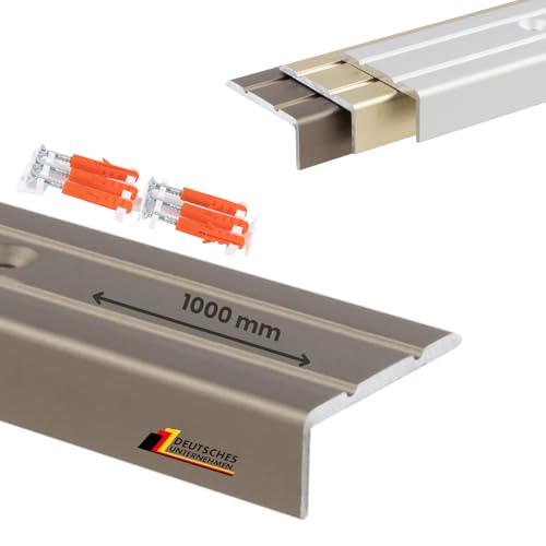KARAT Treppenkantenprofil 1000 mm Gelocht ink. Schrauben und Dübel - Winkelprofil 24,5 x 10 mm - (Edelstahl,matt) von KARAT