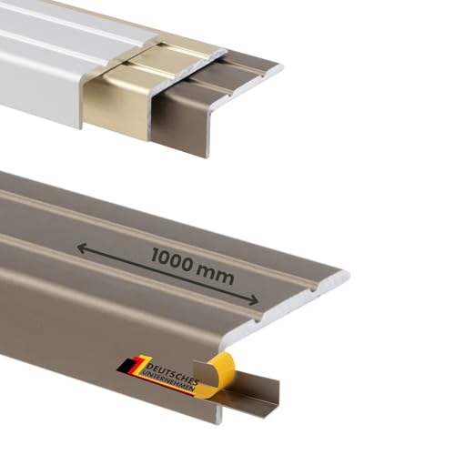KARAT Treppenkantenprofil ohne Bohren - 1000mm - Winkelprofil 24,5 x 10 mm - (Edelstahl - matt, Selbstklebend) von KARAT