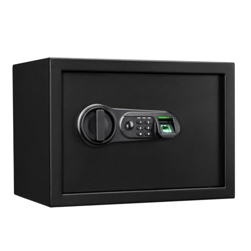 KARAT Tresor Möbeltresor Safe mit Fingerabdruck Sensor - elektronisches Zahlenschloss, Kombinationsschloss - Wandtresor für Zuhause mit Verriegelungsbolzen (Catoca) (25 x 35 x 25 cm) von KARAT