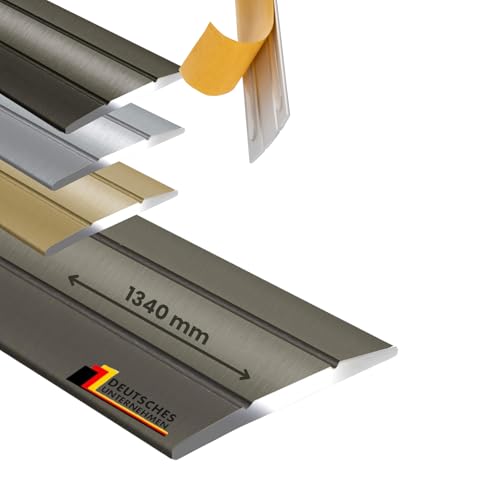 KARAT Übergangsprofil Selbstklebend Champagner 1340 mm Alu - Länge 0,9m, Breite 36 mm - Übergangsschiene Aluminium eloxiert, Übergangsleiste ohne Bohren Abdeckleiste Firm von KARAT