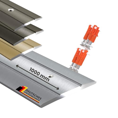 KARAT Übergangsprofil Vorgebohrt Silber 100 mm Alu - Länge 1m, Breite 36 mm - Übergangsschiene Aluminium eloxiert, Übergangsleiste Vorgebohrt, Abdeckleiste Firm von KARAT