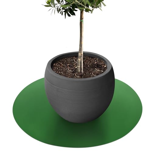 KARAT Untersetzer für Blumentopf, Blumenuntersetzer mit abgeschrägter Kante, Unterlage für Pflanztöpfe, Schutzmatte, Bodenschutzmatte, Blumentopfuntersetzer (Majesty) (Grün, Rund 90 cm) von KARAT