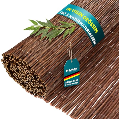 KARAT Weidenmatte in 5 Größen · 150x500 cm · Sichtschutzmatte aus Weide · für Garten, Balkon und Terrasse · Balkonsichtschutz · natürlicher Sichtschutzzaun (Braun) von KARAT
