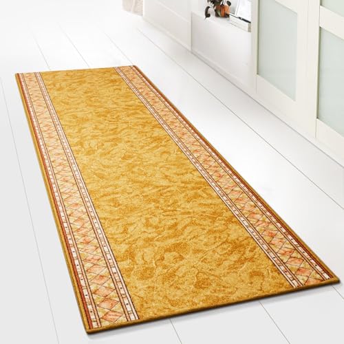 Moderner Wohnteppich mit Muster - maßgefertigter Teppichläufer - Meterware - Teppich Läufer für Küche, Flur & Wohnraum - Flurteppich - Küchenläufer (67 x 200 cm, Rügen Beige) von KARAT