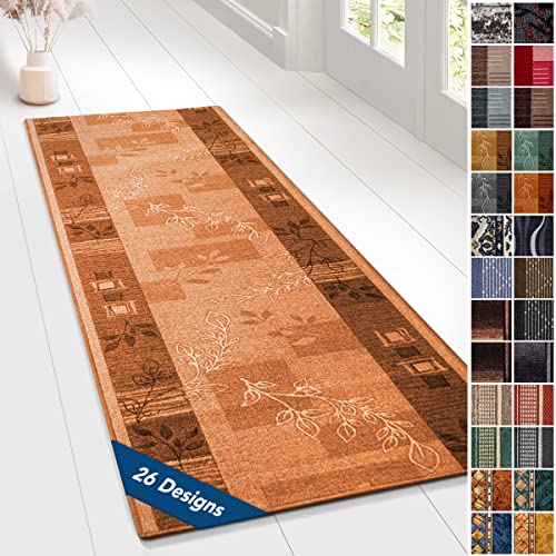 Moderner Wohnteppich mit Muster - maßgefertigter Teppichläufer - Meterware - Teppich Läufer für Küche, Flur & Wohnraum - Flurteppich - Küchenläufer (67 x 450 cm, Akzent Terra) von KARAT