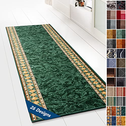 Moderner Wohnteppich mit Muster - maßgefertigter Teppichläufer - Meterware - Teppich Läufer für Küche, Flur & Wohnraum - Flurteppich - Küchenläufer (80 x 200 cm, Rügen Grün) von KARAT