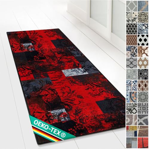 Moderner Wohnteppich mit Muster - maßgefertigter Teppichläufer - Meterware - Teppich Läufer für Küche, Flur & Wohnraum - Flurteppich - Küchenläufer (80 x 400 cm, Maraba) von KARAT