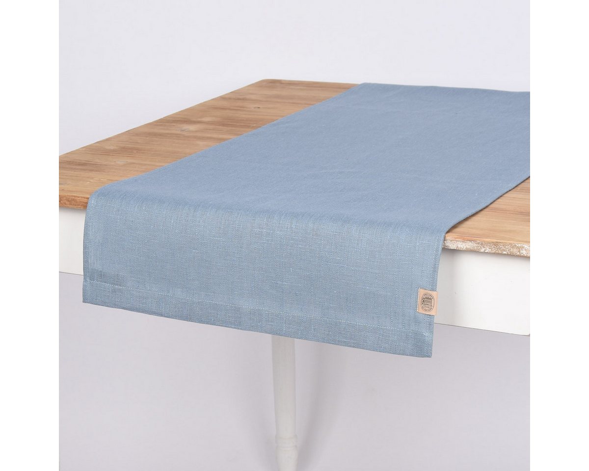 KARDELEN Tischläufer Tischläufer Erik aus 100% Leinen 1-lagig 47x150cm blau von KARDELEN