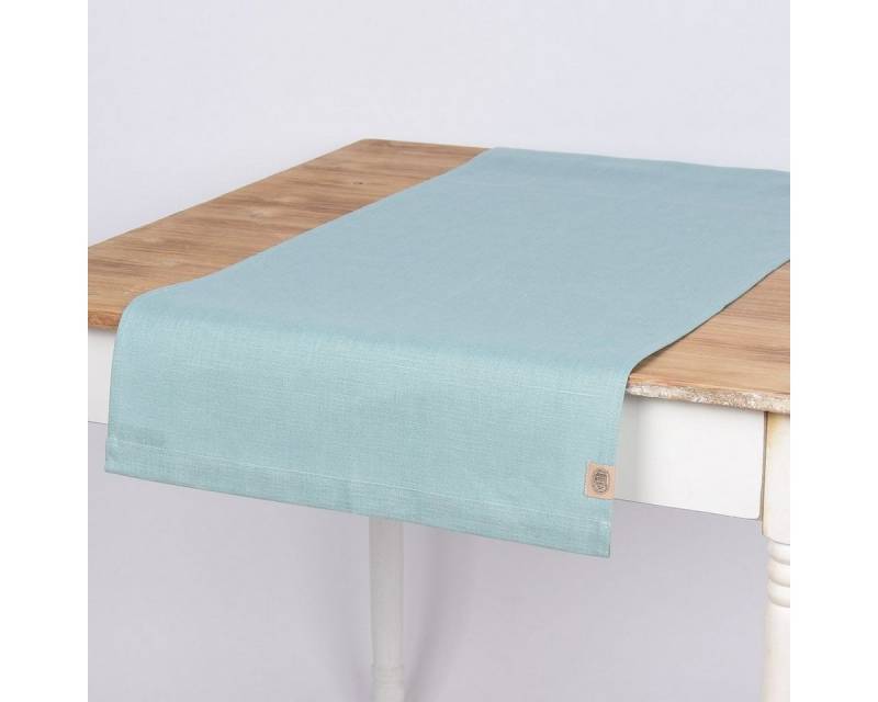 KARDELEN Tischläufer Tischläufer Erik aus 100% Leinen 1-lagig 47x150cm eisblau von KARDELEN