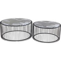 Couchtisch Wire Glas Marble Schwarz (2/Set) von KARE DESIGN