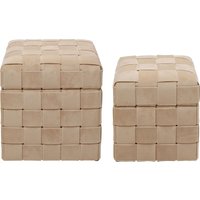 Truhenhocker Weave Beige (2/Set) von KARE DESIGN