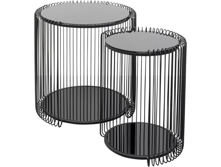 2er Set Beistelltische mit Ablage aus Glas und Stahl, schwarz von KARE-Design