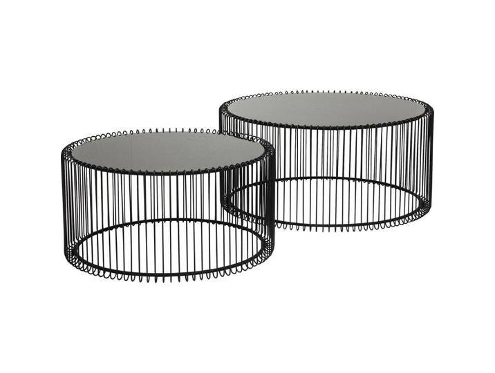 2er Set Couchtische aus Glas und Stahl, schwarz, D69/60cm von KARE-Design