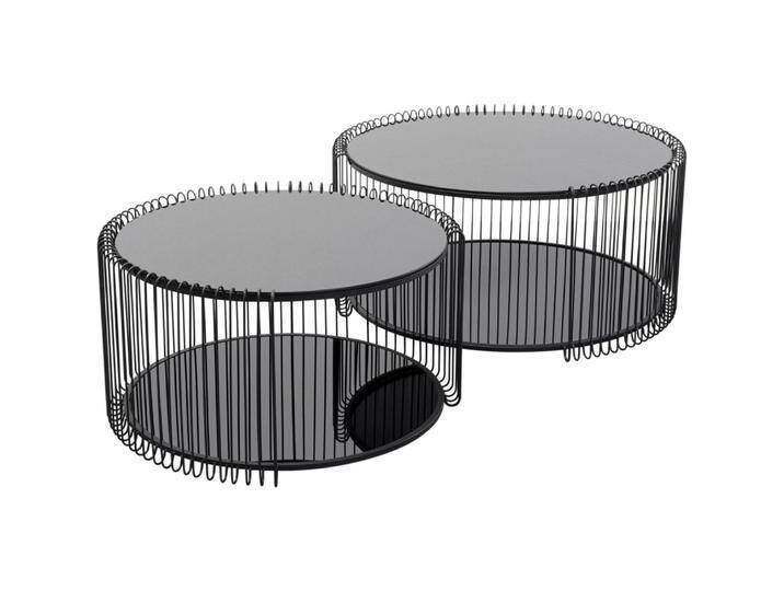 2er Set Couchtische mit Ablage aus Glas und Stahl, schwarz, D69/60cm von KARE-Design