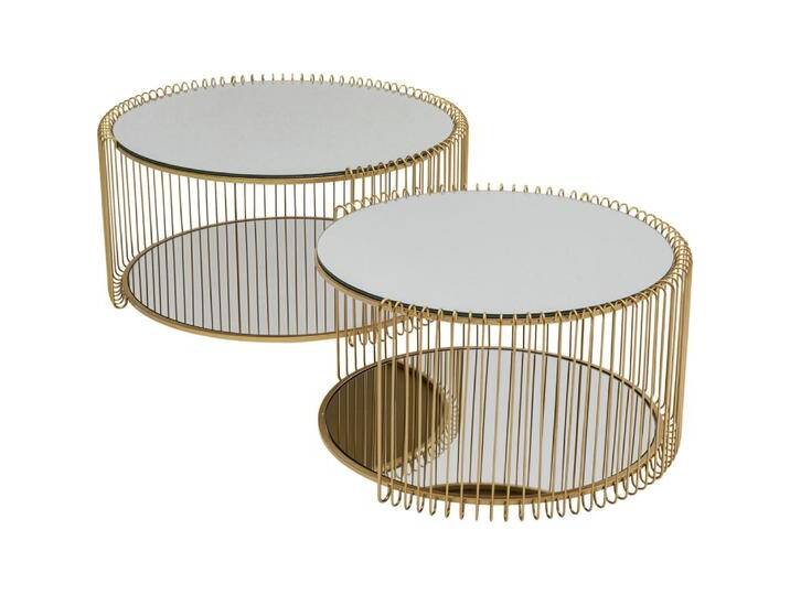 2er Set Couchtische mit Ablage aus verspiegeltem Glas und Stahl, gold 2er Set Couchtische mit Ablage aus verspiegeltem Glas und Stahl, gold von KARE-Design