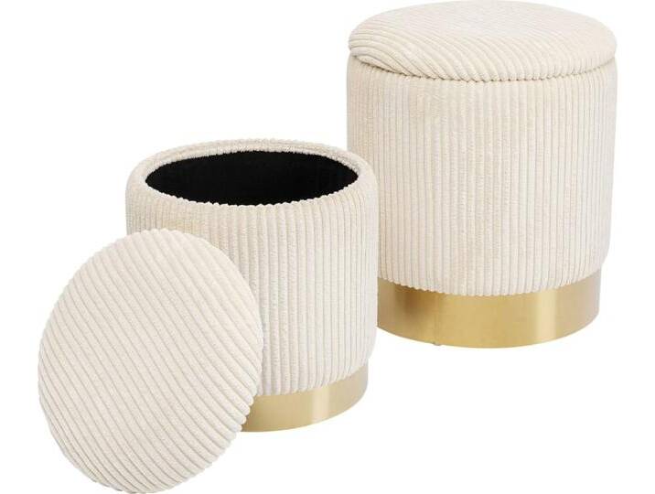 2er Set Hocker mit Stauraum in Cord-Optik, beige 2er Set Hocker mit Stauraum in Cord-Optik, beige von KARE-Design