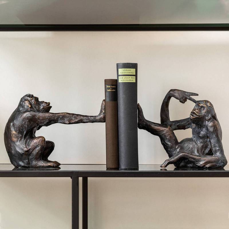 KARE Buchstütze Monkey, Polyresin, schwarz, 2er-Set von KARE