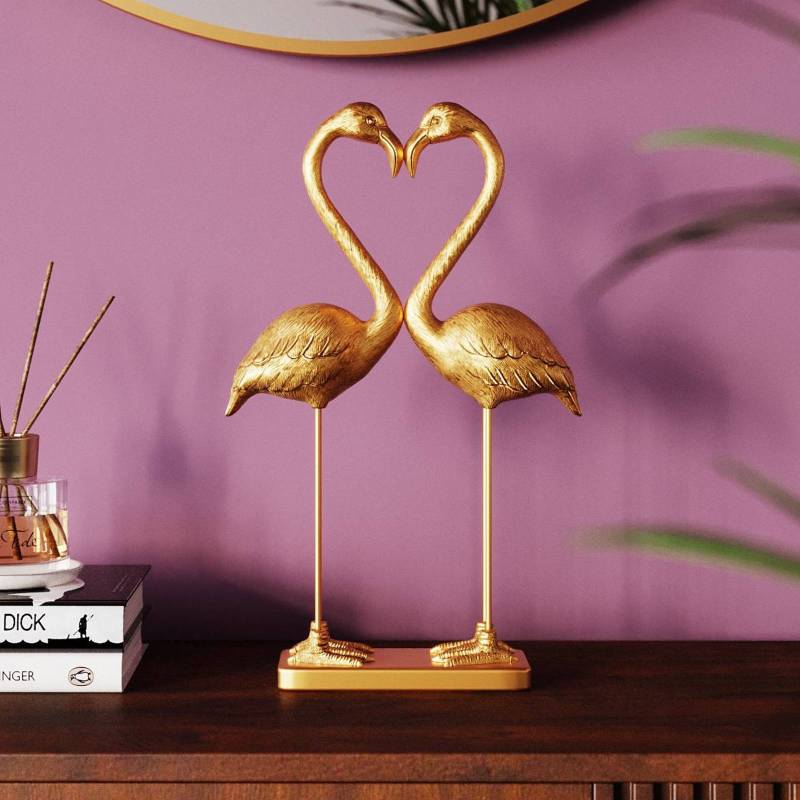 KARE Deko-Figur Flamingo Love, goldfarben, Höhe 39 cm von KARE