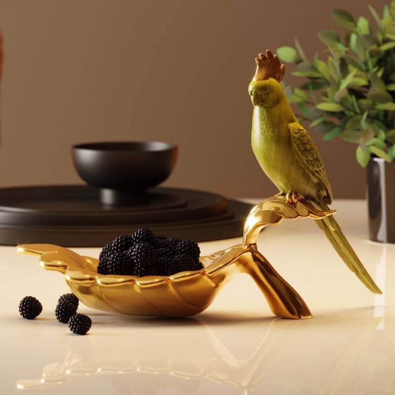 KARE Deko-Schale PARROT GUARD 2er-Set, gold/grün, handbemalt von KARE