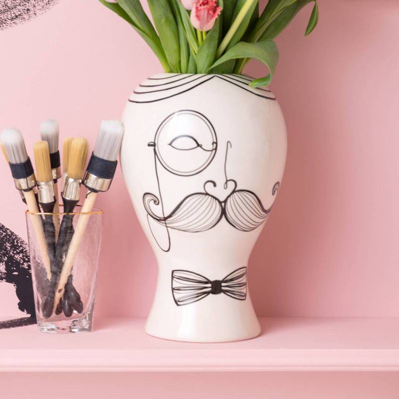 KARE Vase Favola Men, Höhe 30 cm, Keramik, schwarz/weiß KARE Vase Favola Men, Höhe 30 cm, Keramik, schwarz/weiß von KARE