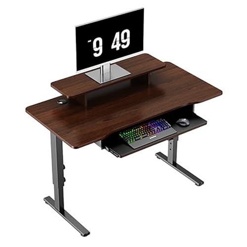 Computertisch, Gaming-Schreibtisch, Studenten-PC-Schreibtisch, Schreibtisch, Bürotisch, mit Monitorständer und Tastaturablage, höhenverstellbar (Farbe: Natur, Größe: 120 cm/47,2 Zoll) von KAREFRI