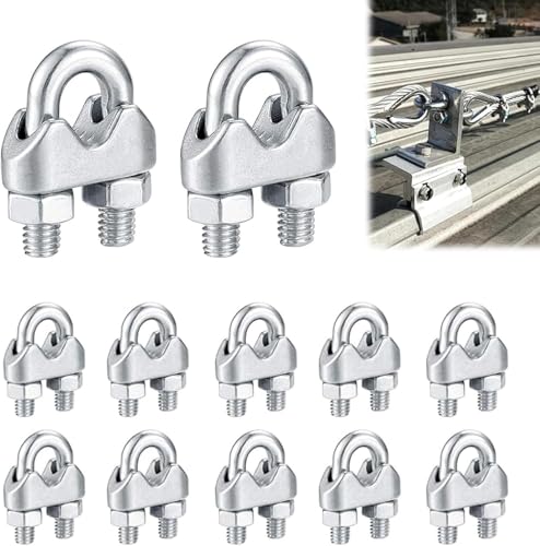 12 Stück M3 Drahtseilklemmen, Drahtseilklemme 6mm, Edelstahl 304 Seilklemme, Edelstahl Bügelklemmen Mit Kontermuttern, für Stahlkabel Stahldraht Drahtseil Wäscheleinenspanner Markise Fixiert von KARELLS