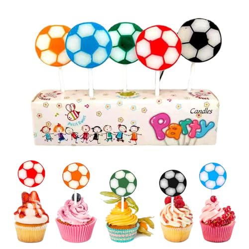 Fußball Geburtstagskerze,Fußball Kuchenkerzen,Fussball Kerzen Geburtstag,Kuchen Dekorationen,Fußball Kerzen Cupcake Topper,für Geburtstag Jungen Mädchen Kinder Party Deko Geschenk,4pcs von KARELLS